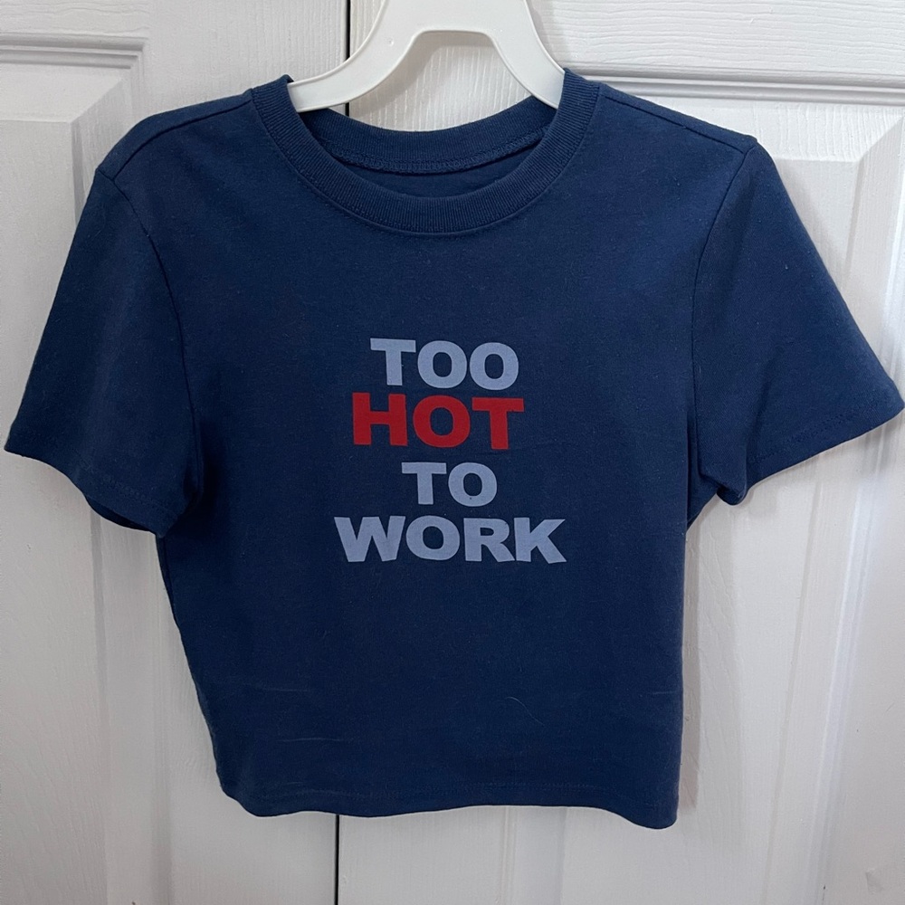Urban Outfitters Navy Blue 'Too Hot To Work' Tee